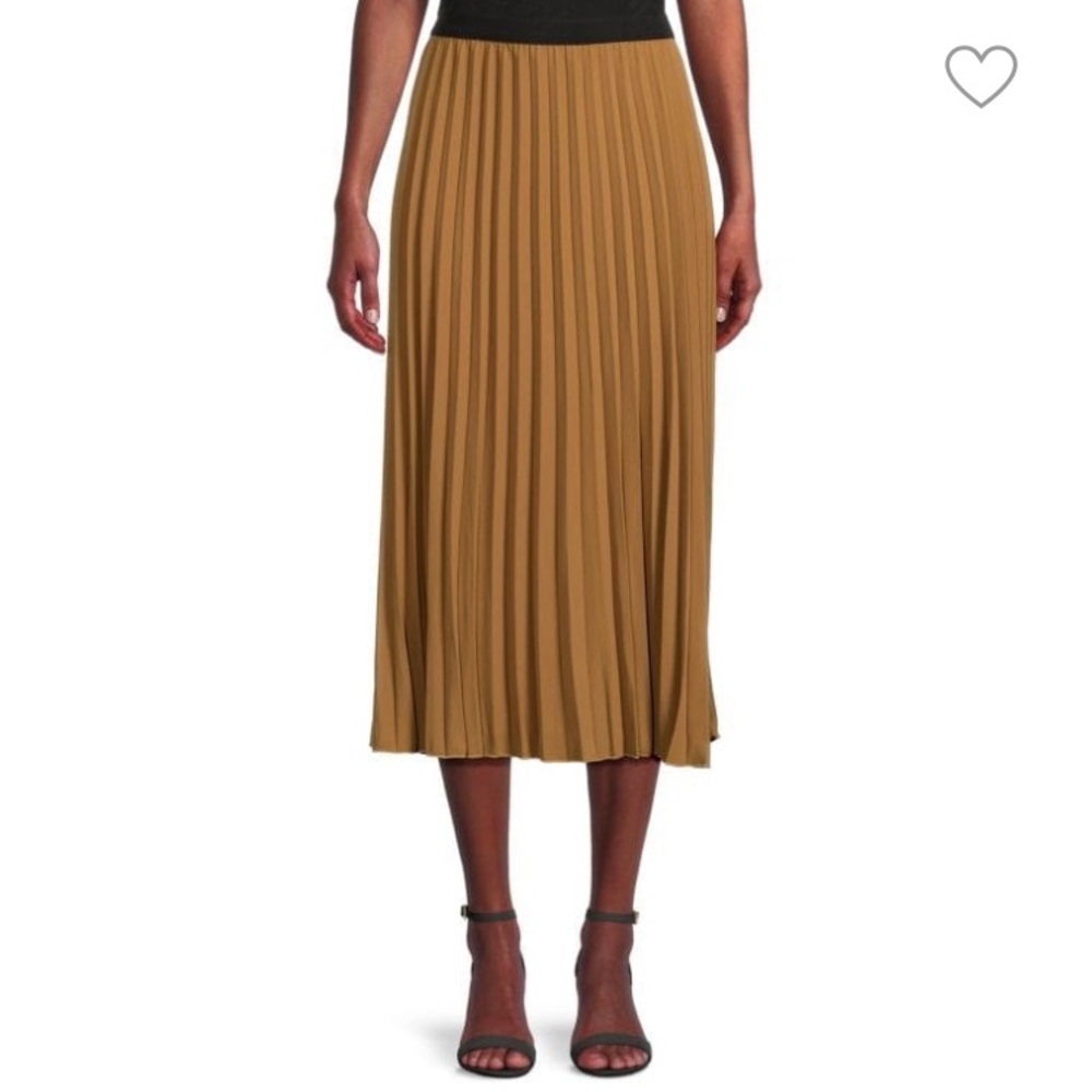 NWOT Target A New Day Mustard Accordion Pleated Midi A-Line Skirt Size XS - Picture 1 of 7